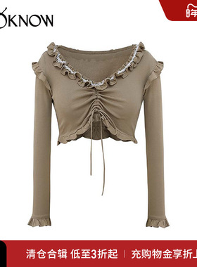 SULTRY VIRGIN设计师品牌LOOKNOW短款双色款荷叶边上衣女