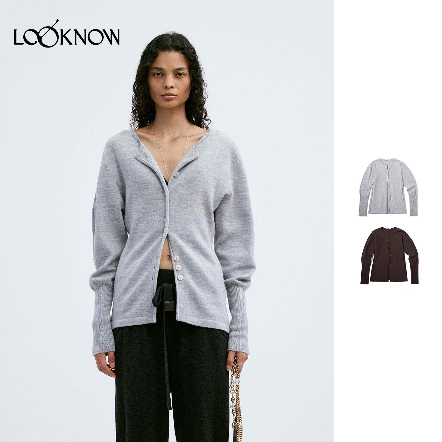 medium well X LOOKNOW设计师品牌26秋季新品缩绒收腰廓形开衫图片