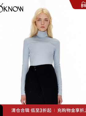 JACQUES WEI设计师品牌LOOKNOW秋冬雾蓝色高领打底衫女内搭