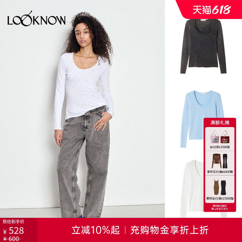 american vintage LOOKNOW26春季新品多色V领长袖T恤