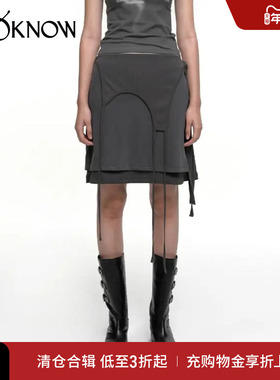NACHE设计师品牌LOOKNOW春夏24新款炭灰色多层半裙女
