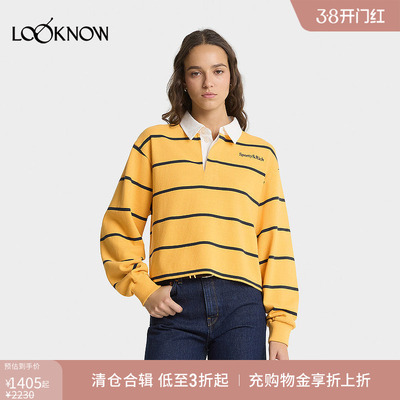 SPORTY AND RICH x LOOKNOW2025冬季新款黄色条纹针织衫
