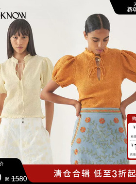 ANTIK BATIK设计师品牌LOOKNOW2025年春季新款泡泡袖系带衬衫女