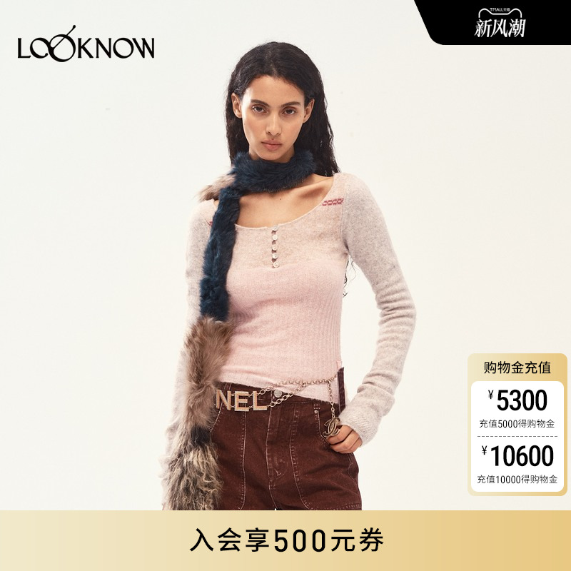 MEDIUM WELL x LOOKNOW25年秋季新款罗斯科拼色羊毛打底衫女