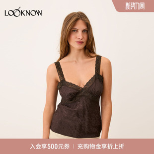 新款 LOOKNOW2026春季 棕色蕾丝背心 Rouje