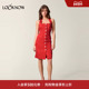 Rouje设计师品牌LOOKNOW2025年夏季 连衣裙女 红色挂脖无袖 新款 法式