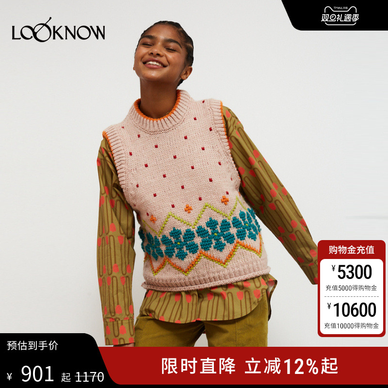 Dr Bloom x LOOKNOW设计师品牌2025冬季新款橙色针织背心女