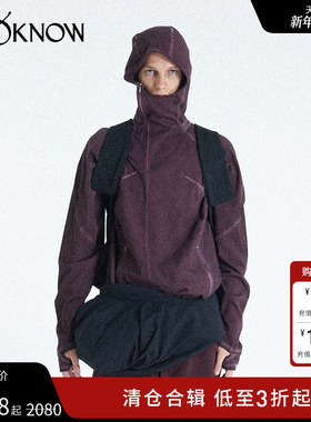 ATTEMPT设计师品牌LOOKNOW春夏新款栗紫色连帽脏染卫衣女