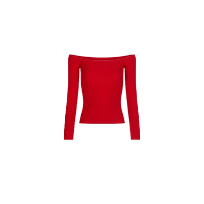 ROUJE红色修身针织衫女