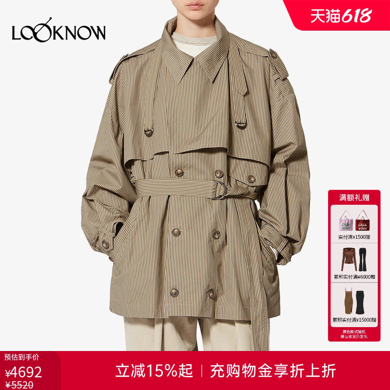 isabel marant x LOOKNOW2026春夏新品浅卡其色条纹风衣外套