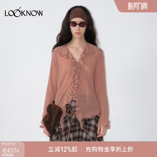 少荷叶边细褶衬衫 法式 LAND雪纺系列LOOKNOW2025早秋新款