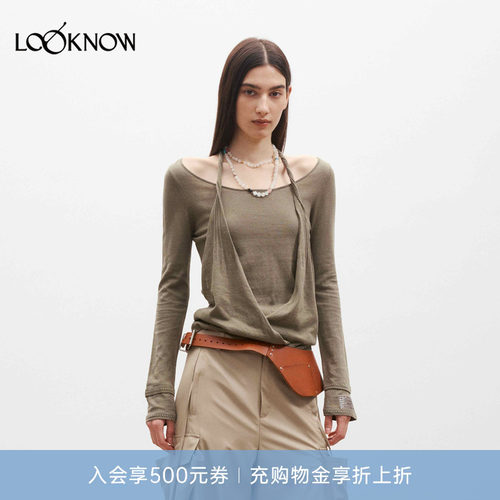 medium well LOOKNOW26春夏新品扭转肩带假两件上衣