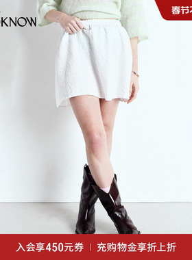 American Vintage设计师品牌LOOKNOW2025春夏新款白色褶皱半裙女