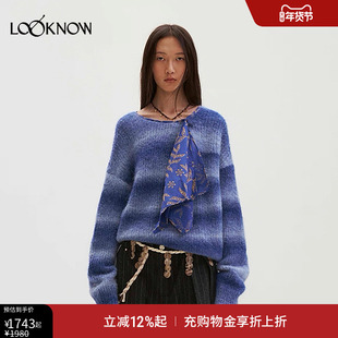 MEDIUM WELL x LOOKNOW2025冬季新款苏丽羊驼毛渐变飘带毛衣
