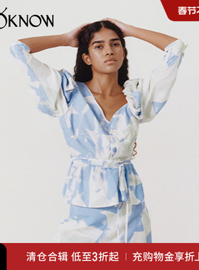 Rejina Pyo设计师品牌LOOKNOW蓝白印花菲奥娜上衣女