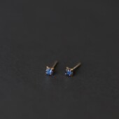 蓝色星星S925纯银镀18K金mini锆石耳钉养耳洞迷你小巧隐形日系