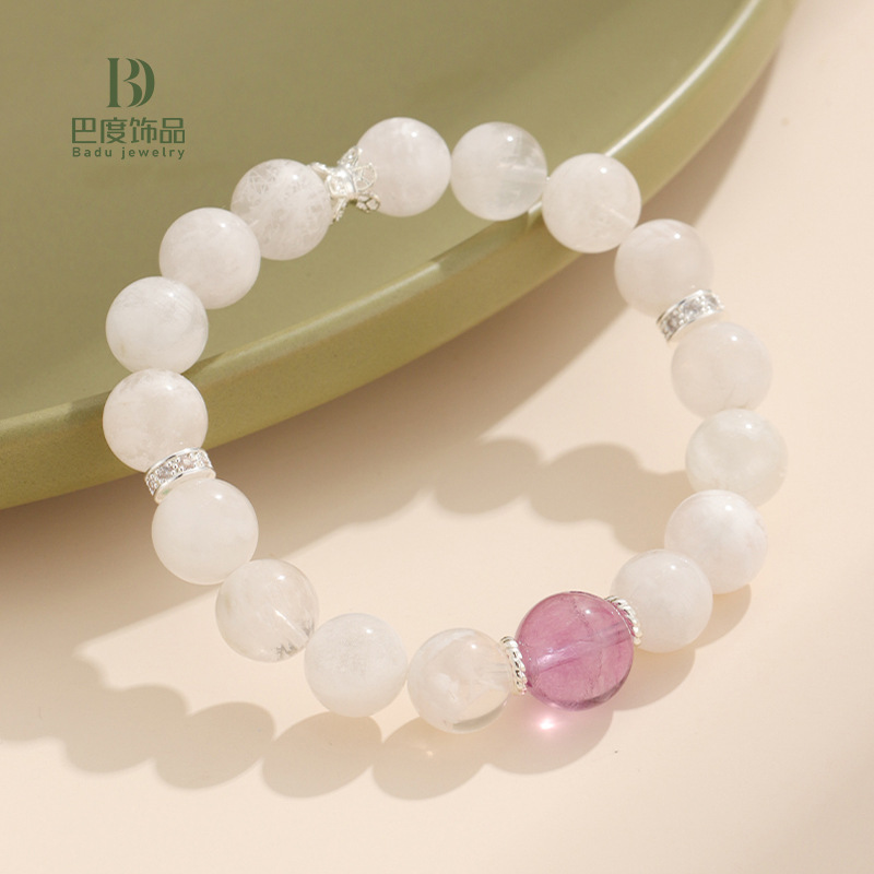 巴度新品白幽灵水晶手链女小众百搭感原创铜配件萤石手串
