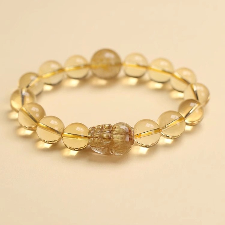 黄水晶手串女国风金发晶貔貅手链饰品送礼物黄水晶手饰