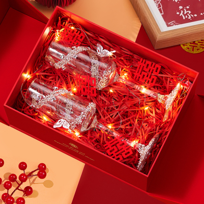 香槟高脚杯新婚礼物盒酒杯包装盒