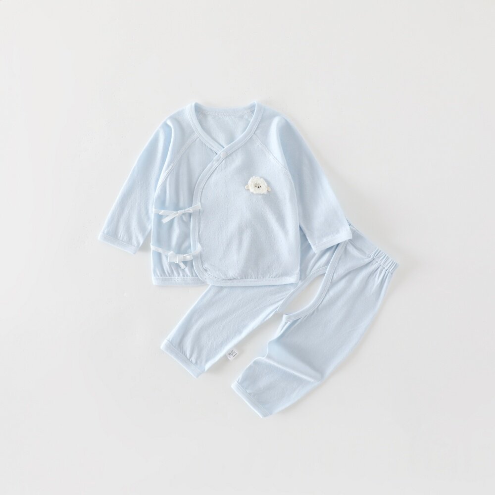 新生婴儿衣服魔术贴裤腰开档分体