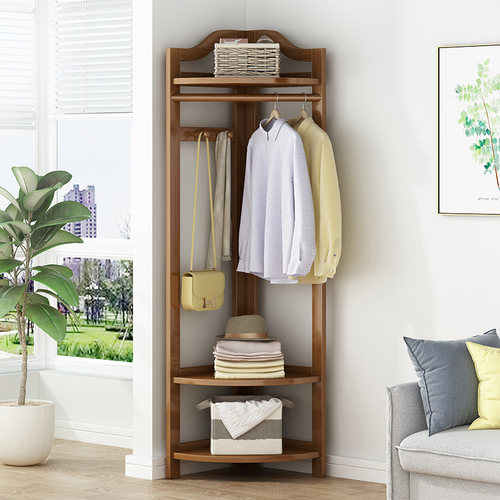 艾品多功能楠竹转角衣帽架省空间