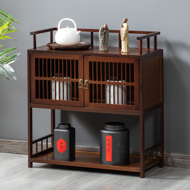新中式茶水柜茶叶柜实木餐边柜客厅收纳柜子靠墙储物柜