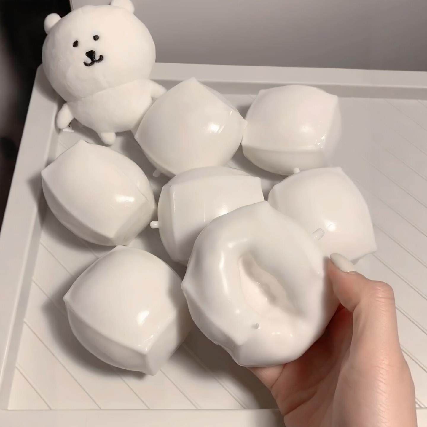 白色水豆腐捏捏乐学生解压减压手作球小玩具创意可塑形面粉豆腐块