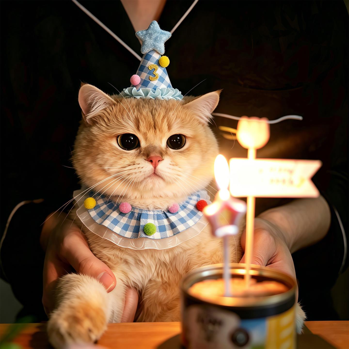 猫咪生日装扮宠物生日帽口水巾套装狗狗围兜装饰品氛围感拍照道具