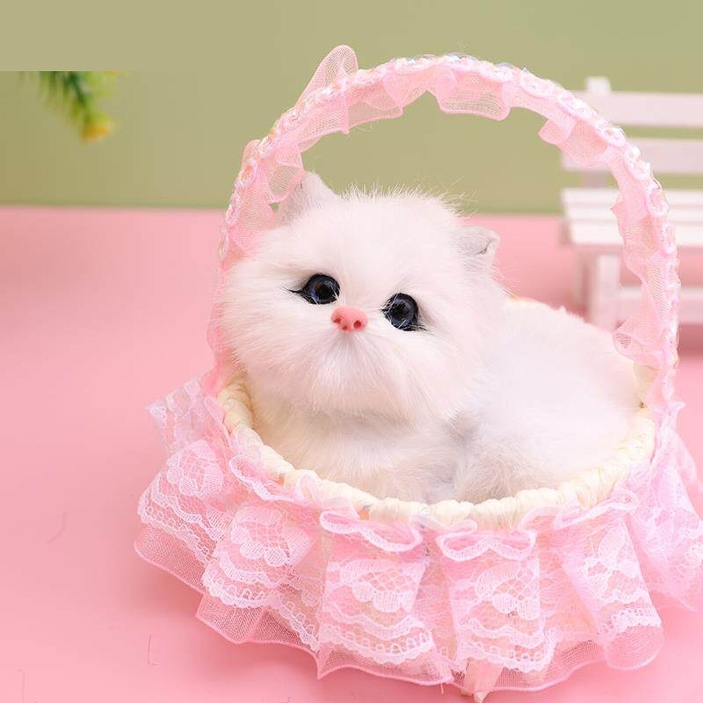 会叫的篮子小猫咪3-6岁儿童玩具真小兔子毛绒动物摆件生日礼物