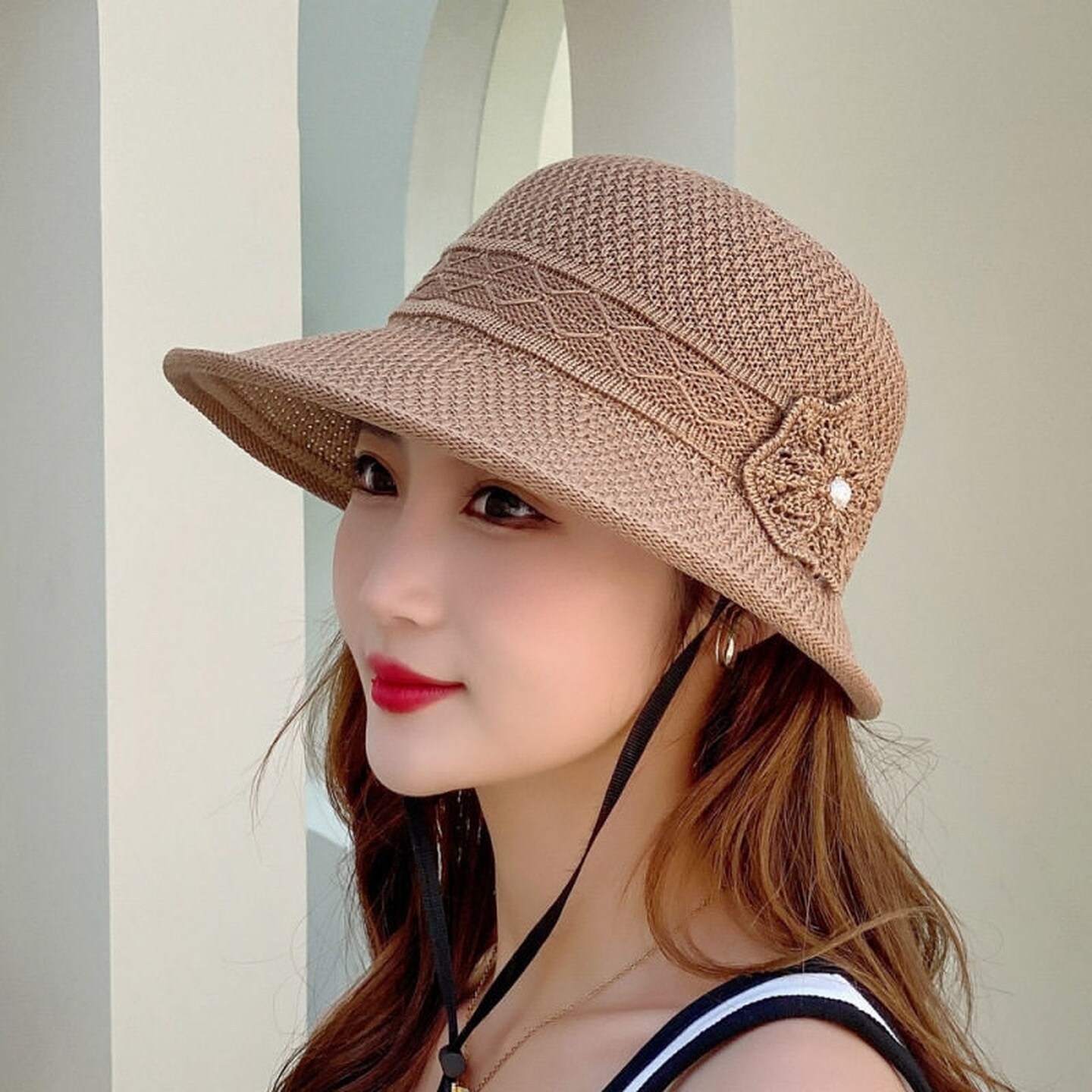 夏季韩版中老年妈妈编织渔夫帽女2026新款百搭防晒遮阳帽透气盆帽