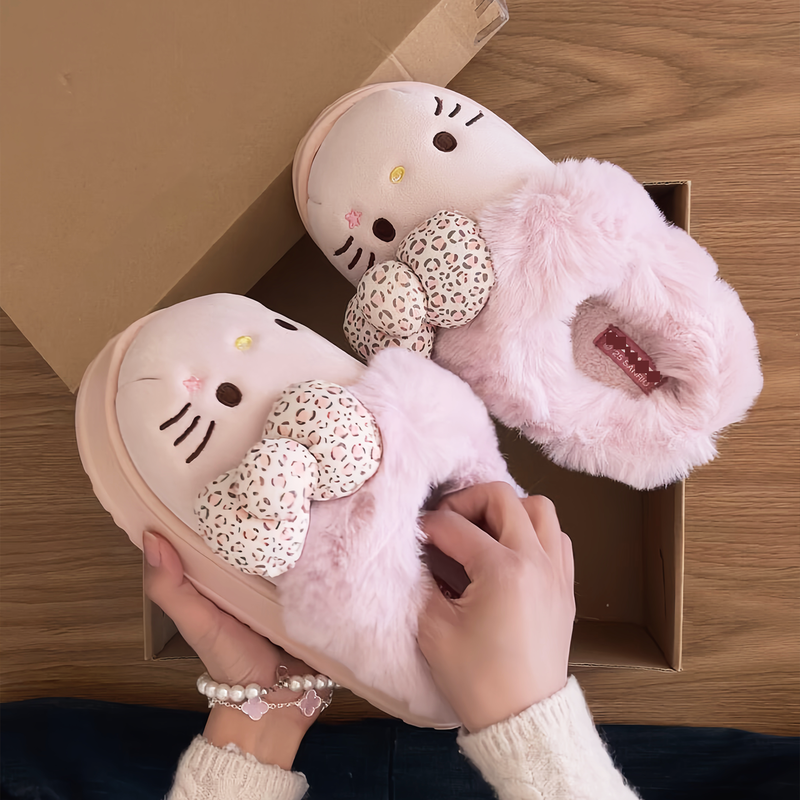 可爱kitty棉拖鞋女2025新款秋冬居家外穿EVA厚底毛绒保暖少女心