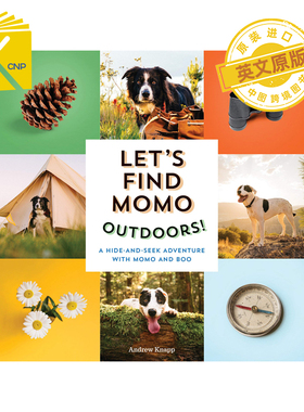 英文原版 寻找莫莫：户外 边牧 Andrew Knapp Let's Find Momo Outdoors! 让我们找到莫莫 Momo与Boo 儿童互动摄影书