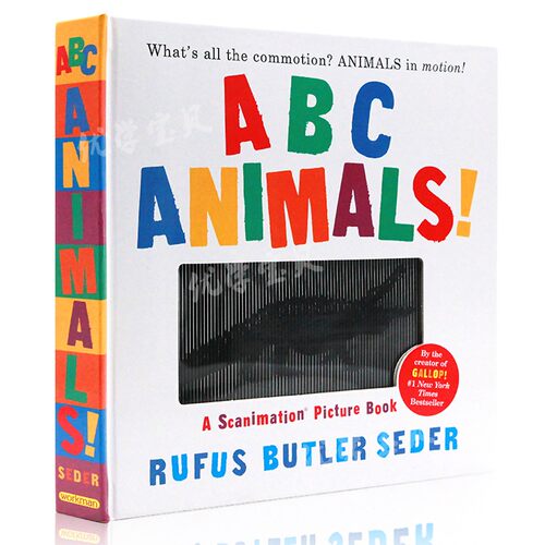 中图跨境 英文原版 视觉动物ABC动画书  ABC Animals!: A Scanimation Picture Book 会动的书 动画效果书 趣味ABC认知书