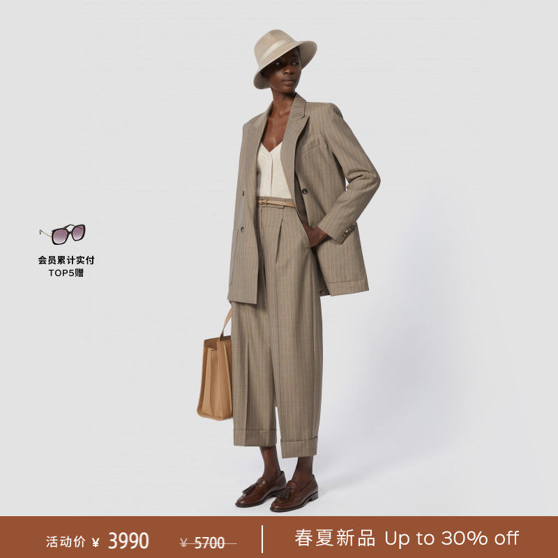 【春夏礼遇】MaxMara 2026春夏新品女装绵羊毛条纹长裤1131156106