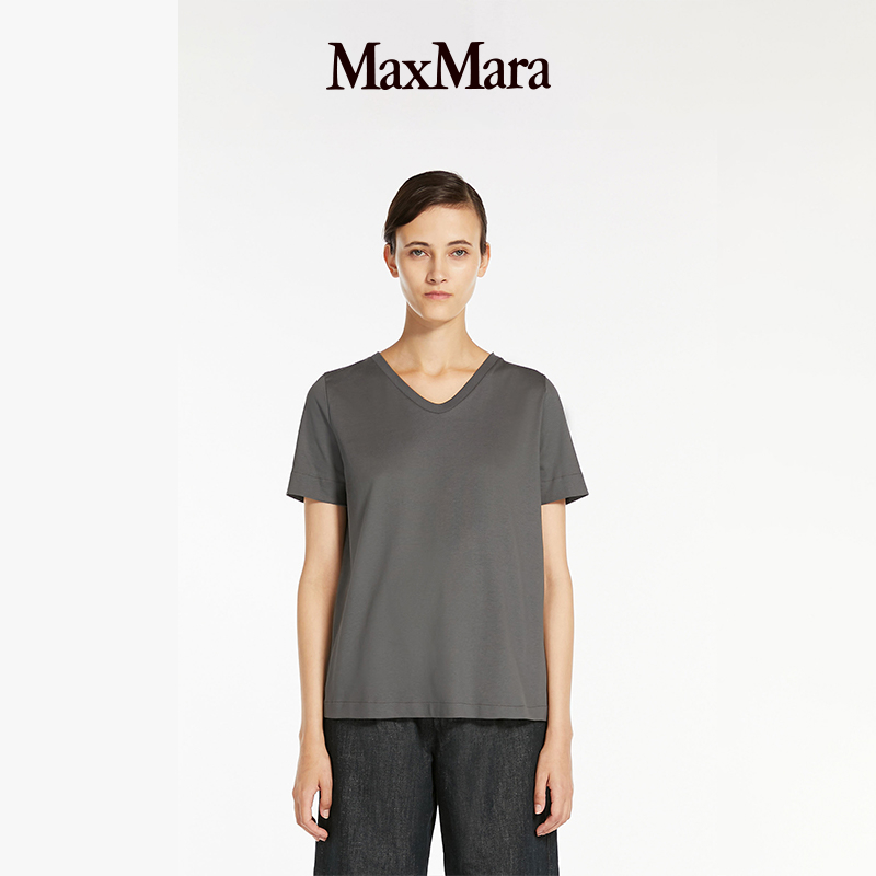 MaxMara2024春夏新品女装棉质针织 V 领 T 恤9971014306