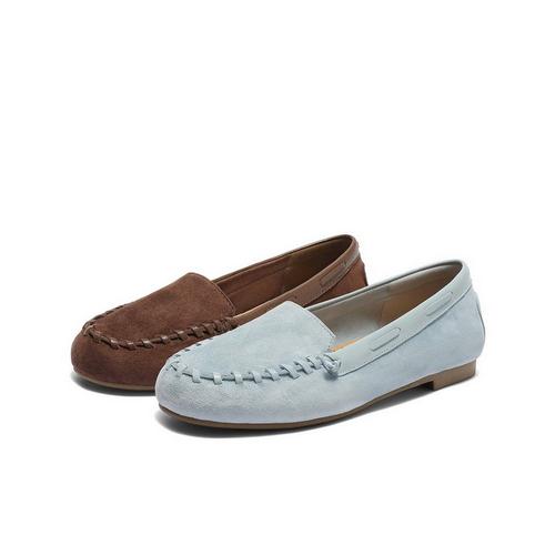 百丽复古豆豆乐福鞋女25新款薄底深口单鞋一脚蹬船鞋子B2698CA5