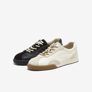 通勤百搭软底运动板鞋 商场新款 ACO22AM5 女2025春季 Bata木作德训鞋