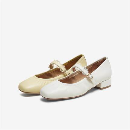 TATA他她女鞋半融芝士2025秋时尚百搭女玛丽珍鞋真皮鞋子7G405CQ5