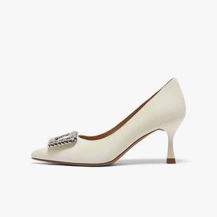 新款 细高跟尖头浅口女鞋 商场同款 时尚 F3318CQ5 单鞋 百思图2025秋季