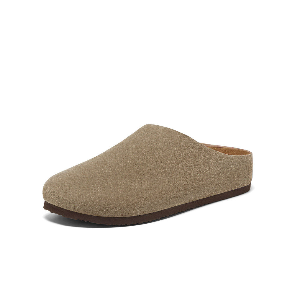 Bata勃肯鞋女2025春季新款英伦风牛剖皮舒适厚底一脚蹬AYR22AH5