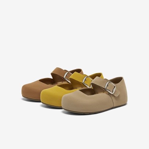 百思图2025秋季新款复古真皮玛丽珍勃肯鞋平底浅口女单鞋B8771CQ5