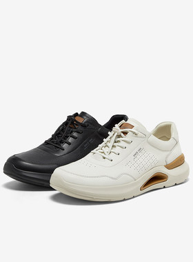 Bata休闲鞋男2025春商场新款牛皮厚底通勤透气百搭运动鞋EYX01AM5