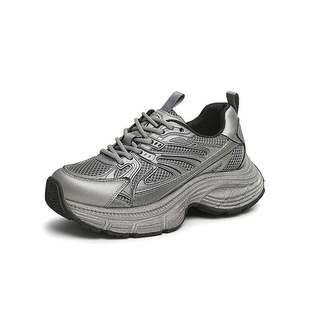 新款 TATA他她厚底休闲老爹鞋 2025春季 银色休闲运动鞋 CYB01AM5 女鞋