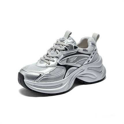 森达银色老爹鞋女鞋2024新款秋季网面爆款厚底运动休闲鞋ZCC31CM4