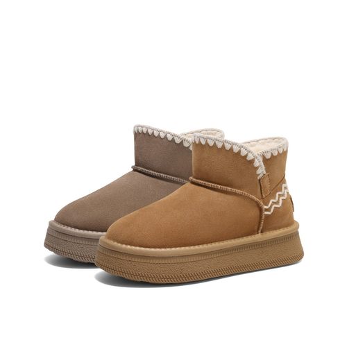 专柜正品Belle百丽厚底雪地靴女靴棉鞋保暖羊毛毛鞋短靴D1U1DDD4