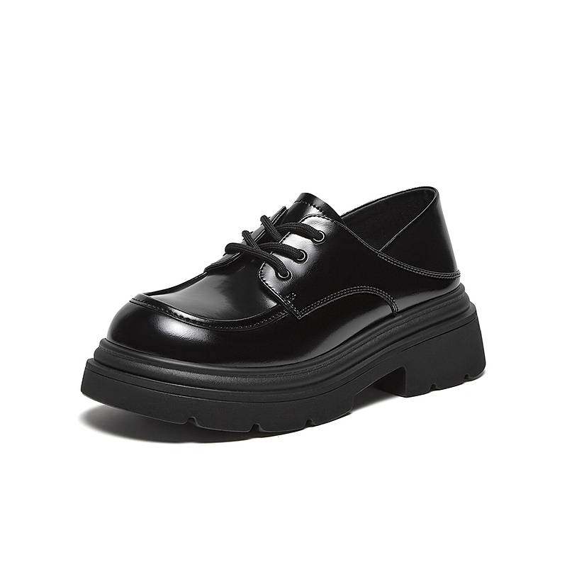 百思图2024秋季商场新款英伦风牛津鞋乐福鞋粗跟女皮单鞋M3812CM4