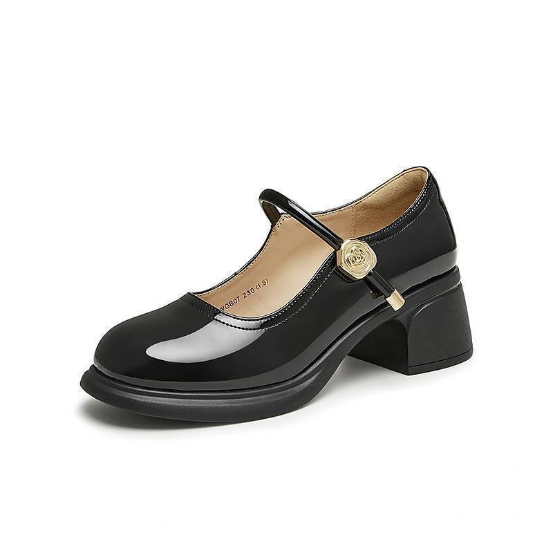 Tata他她落日玫瑰粗跟玛丽珍鞋女圆头小皮鞋单鞋女2024秋WGB07CQ4