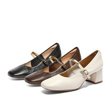 森达小金豆粗跟玛丽珍女鞋25秋柔软羊皮通勤粗跟浅口单鞋4MJB9CQ5