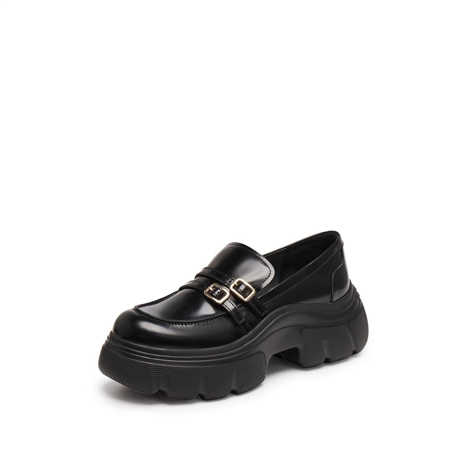 思加图2025新款英伦复古乐福鞋厚底小皮鞋一脚蹬女鞋ESF22CA5