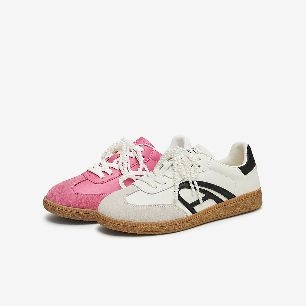 Tata他她复古休闲德训鞋女鞋珍珠板鞋阿甘鞋2024秋季新款CAP01CM4